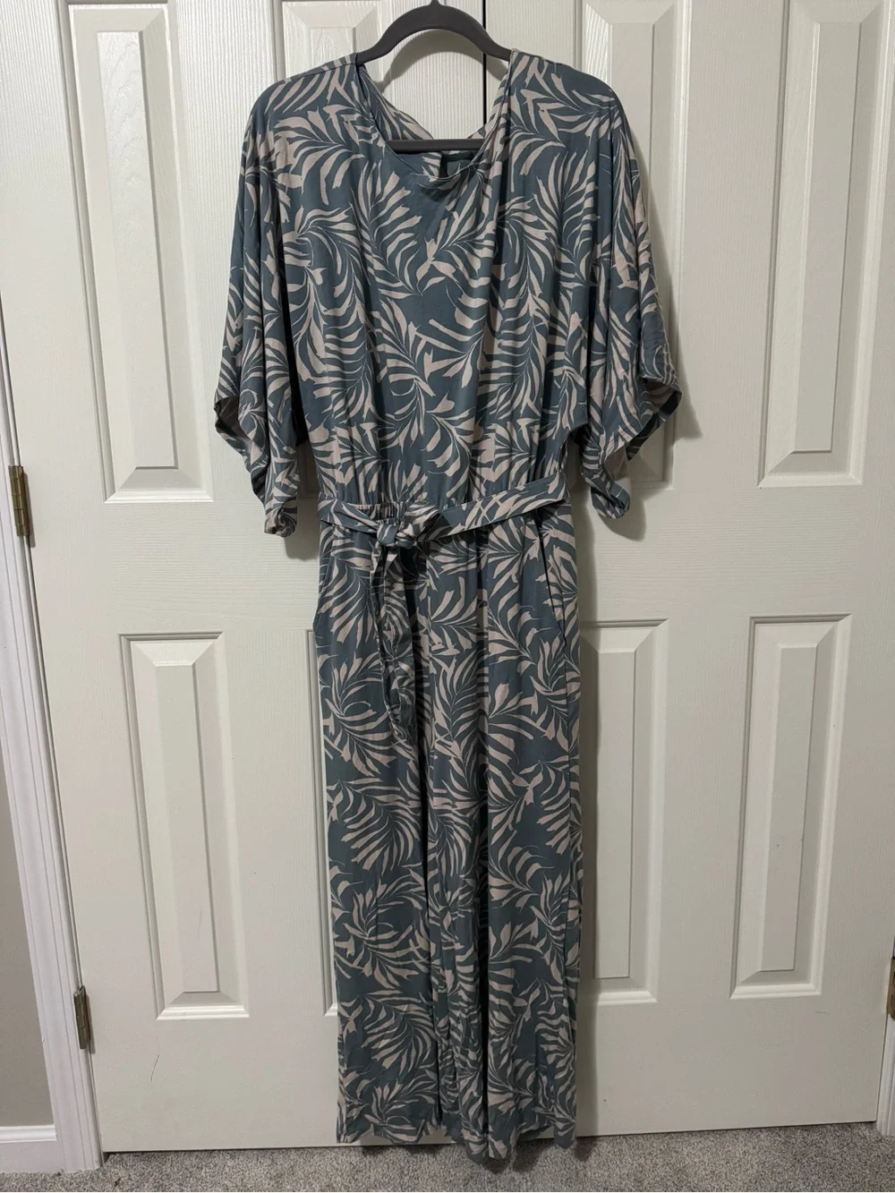 NWT Garnet Hill Prato Knit Jumpsuit | Tropical Boho Resort Coastal, Medium